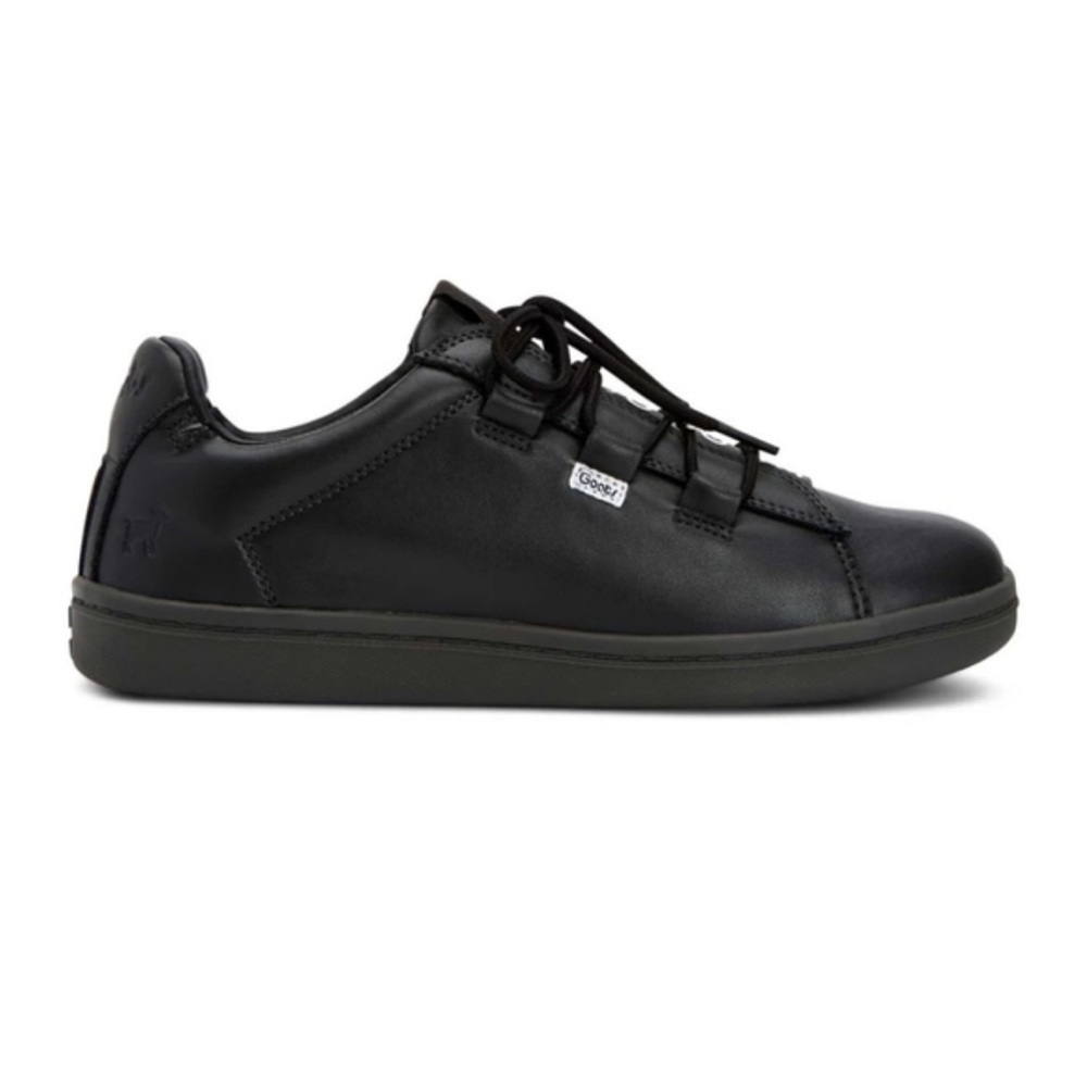 Goats Low Top Womens Sneakers Lace Up Black Leather sz 6